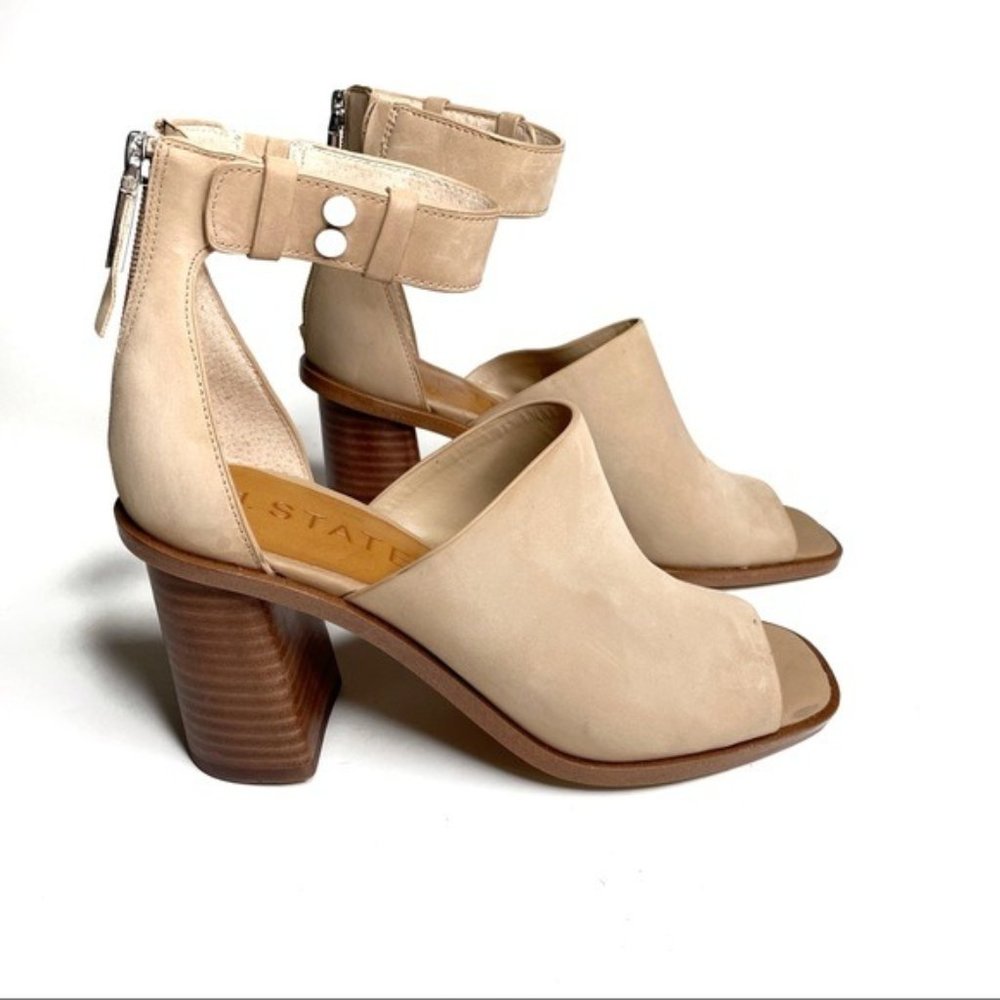 1. State Faen Ankle Strap Sandal Heels Teak Leather